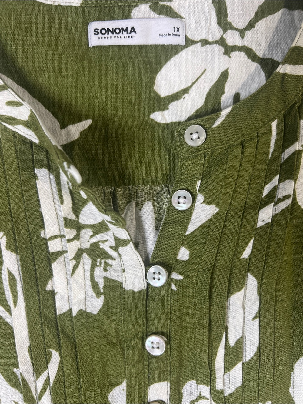 Sonoma Olive Green Sleeveless Floral Tunic - Picture 4 of 10